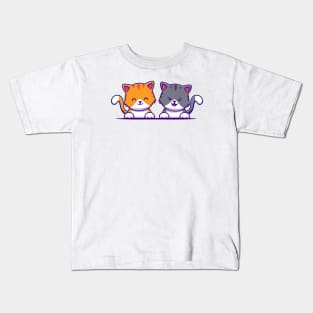 Cute Cat Couple Friend (2) Kids T-Shirt